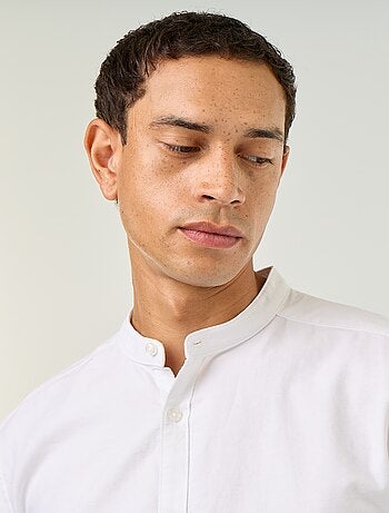 Camicia a tinta unita con colletto alla coreana