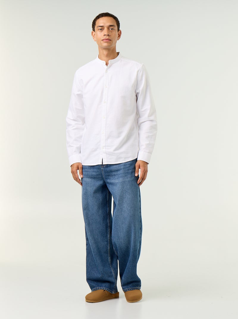 Camicia a tinta unita con colletto alla coreana Bianco - Kiabi