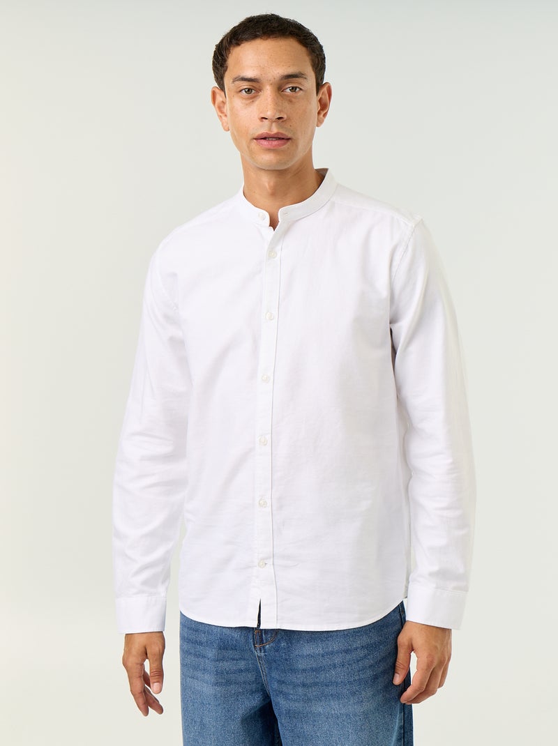 Camicia a tinta unita con colletto alla coreana Bianco - Kiabi