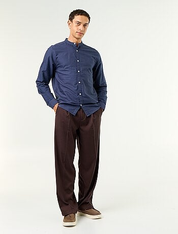 Camicia a tinta unita con colletto alla coreana