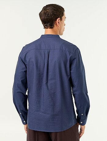 Camicia a tinta unita con colletto alla coreana