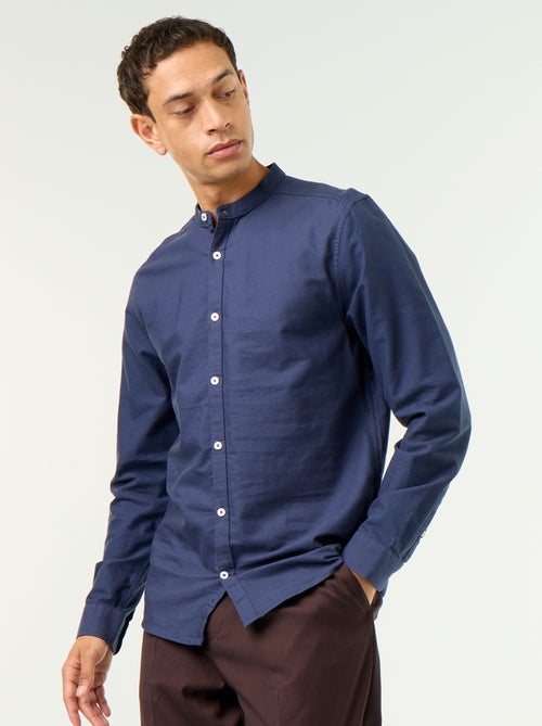 Camicia a tinta unita con colletto alla coreana - Kiabi