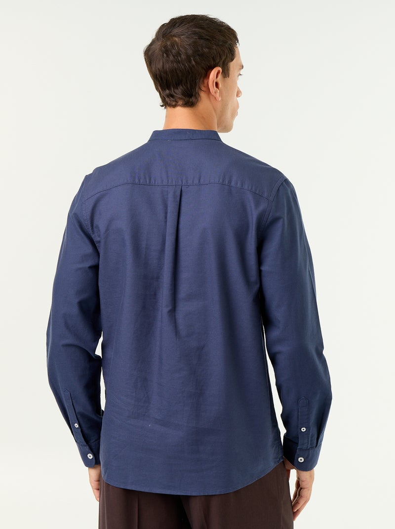 Camicia a tinta unita con colletto alla coreana Blu - Kiabi