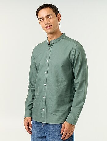 Camicia a tinta unita con colletto alla coreana