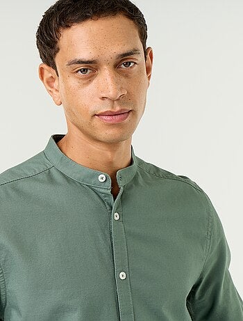 Camicia a tinta unita con colletto alla coreana