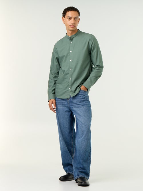 Camicia a tinta unita con colletto alla coreana - Kiabi