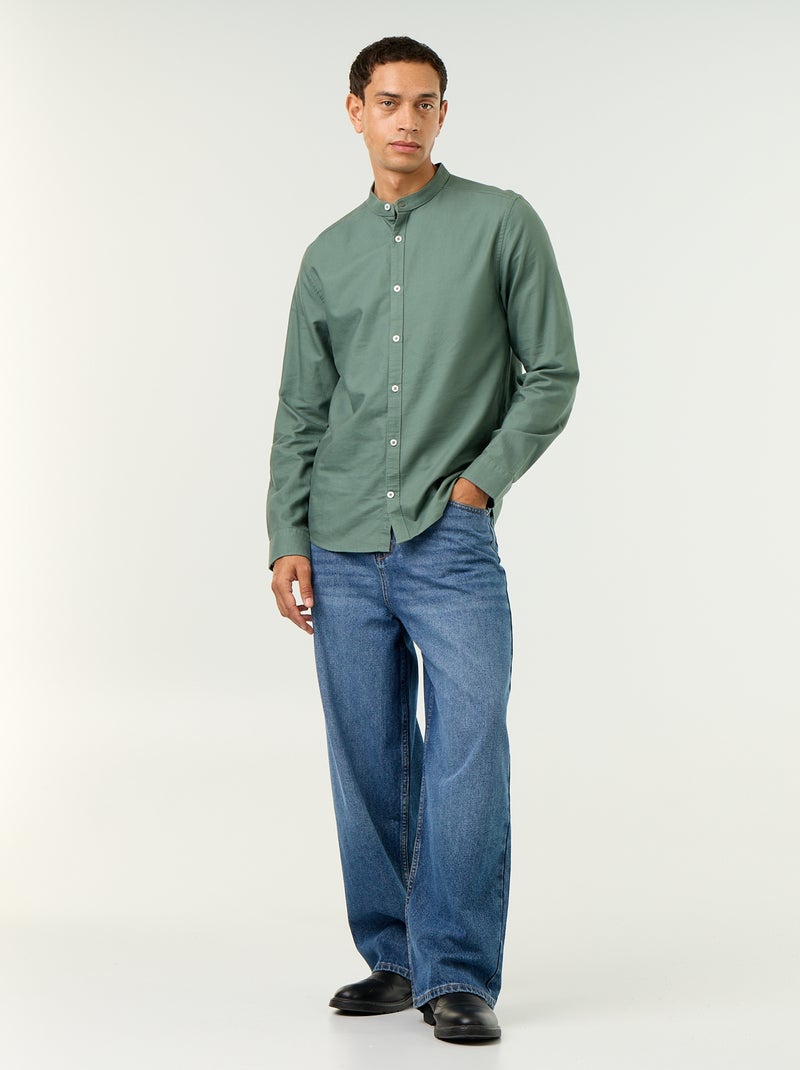 Camicia a tinta unita con colletto alla coreana Verde - Kiabi