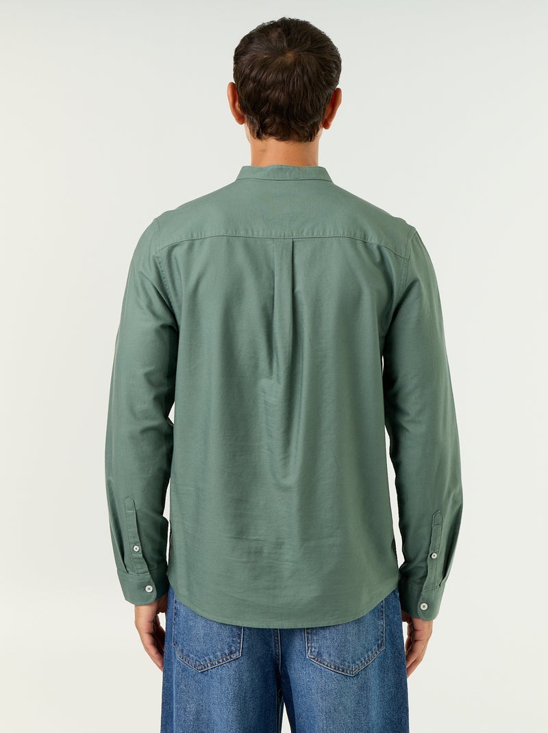 Camicia a tinta unita con colletto alla coreana Verde - Kiabi