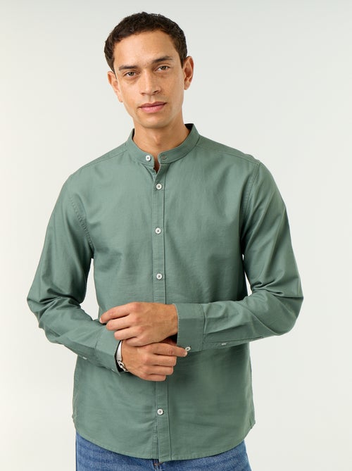 Camicia a tinta unita con colletto alla coreana - Kiabi