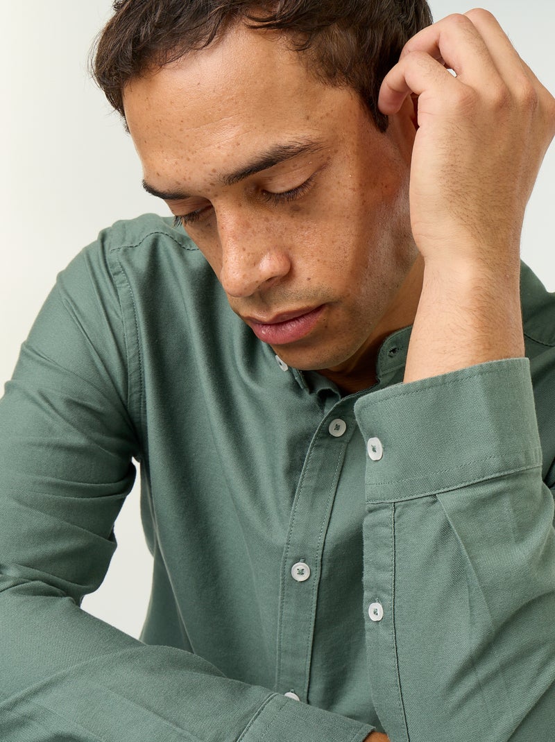 Camicia a tinta unita con colletto alla coreana Verde - Kiabi