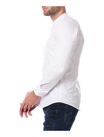 Camicia a tinta unita con collo alla coreana