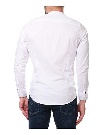 Camicia a tinta unita con collo alla coreana