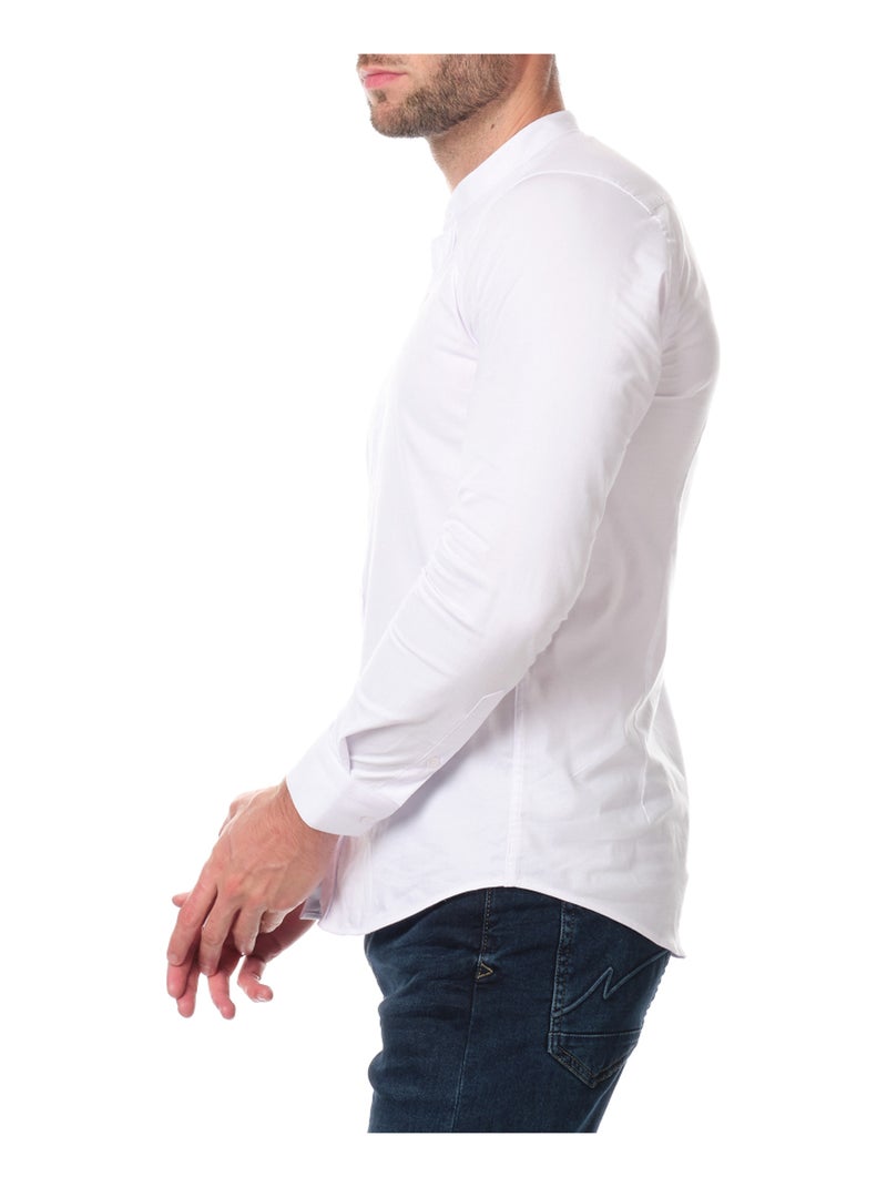 Camicia  a tinta unita con collo alla coreana Bianco - Kiabi