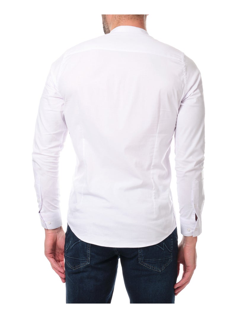 Camicia  a tinta unita con collo alla coreana Bianco - Kiabi