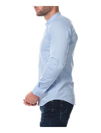 Camicia a tinta unita con collo alla coreana