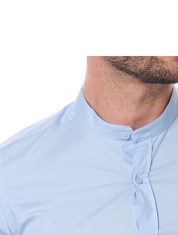 Camicia a tinta unita con collo alla coreana