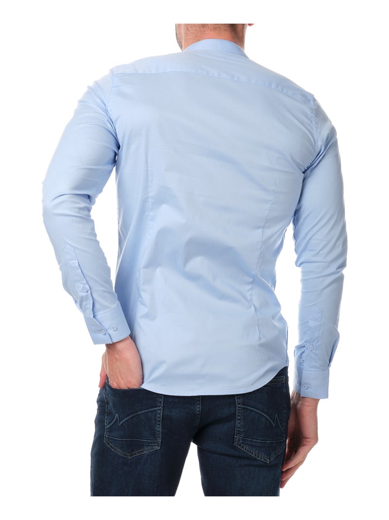 Camicia  a tinta unita con collo alla coreana Blu - Kiabi