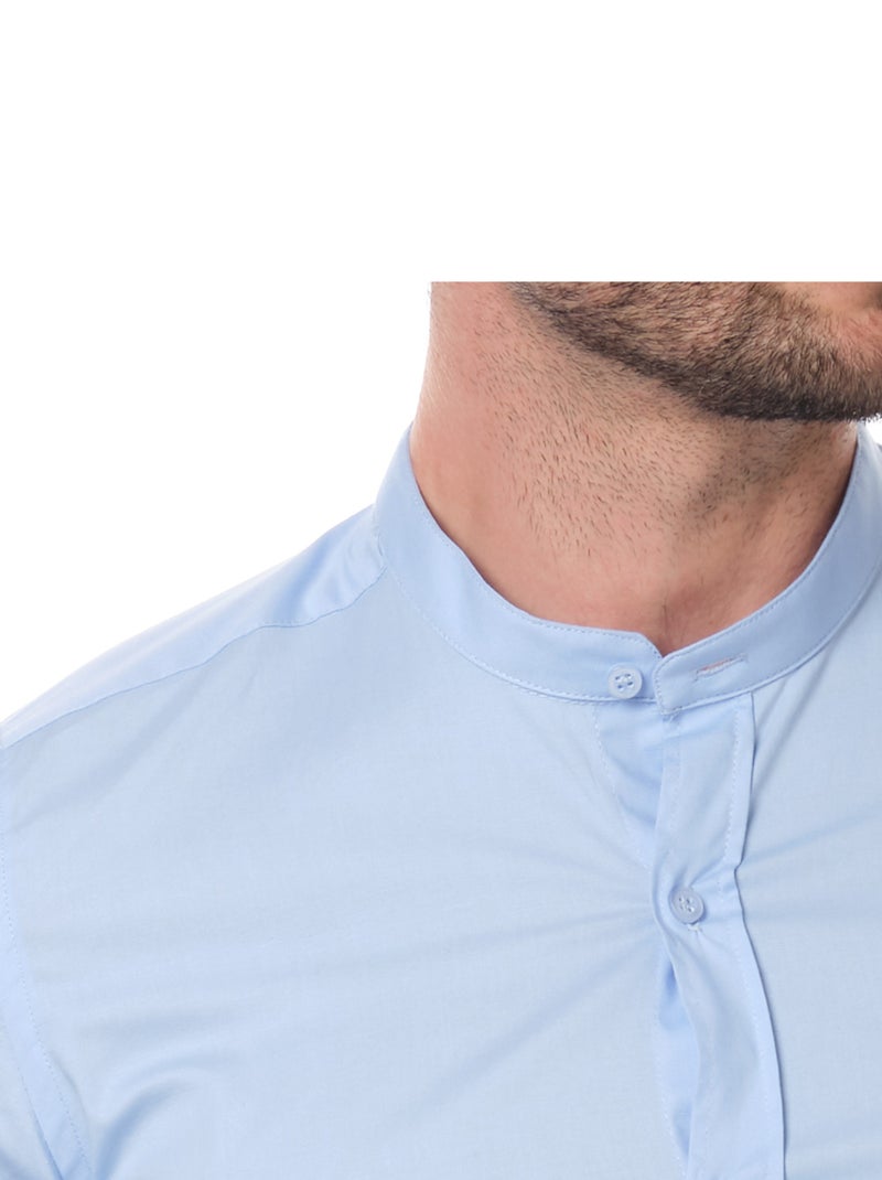 Camicia  a tinta unita con collo alla coreana Blu - Kiabi