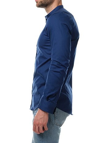 Camicia a tinta unita con collo alla coreana