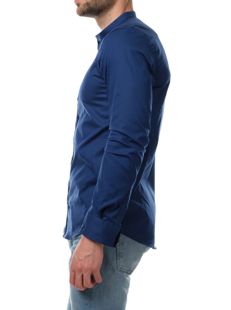 Camicia  a tinta unita con collo alla coreana Blu marino - Kiabi
