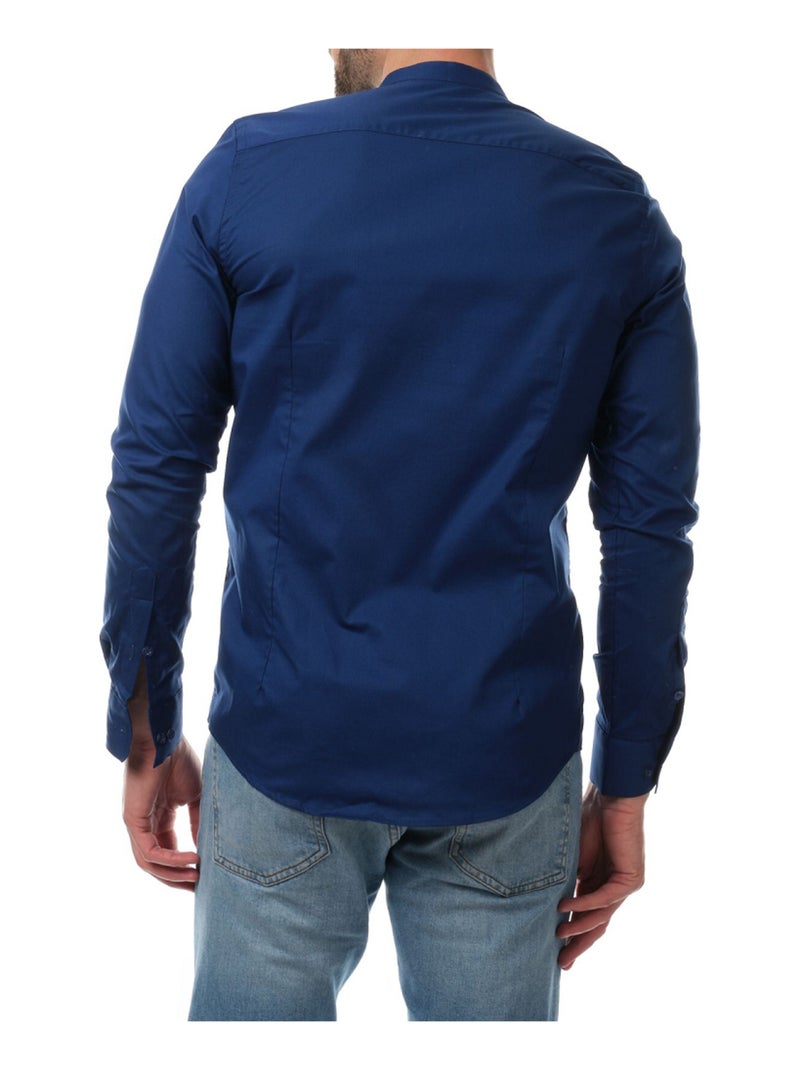 Camicia  a tinta unita con collo alla coreana Blu marino - Kiabi
