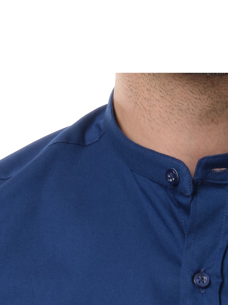 Camicia  a tinta unita con collo alla coreana Blu marino - Kiabi