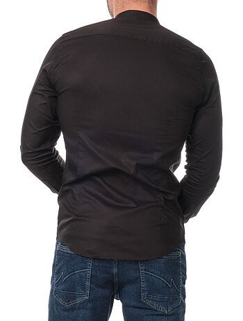 Camicia a tinta unita con collo alla coreana