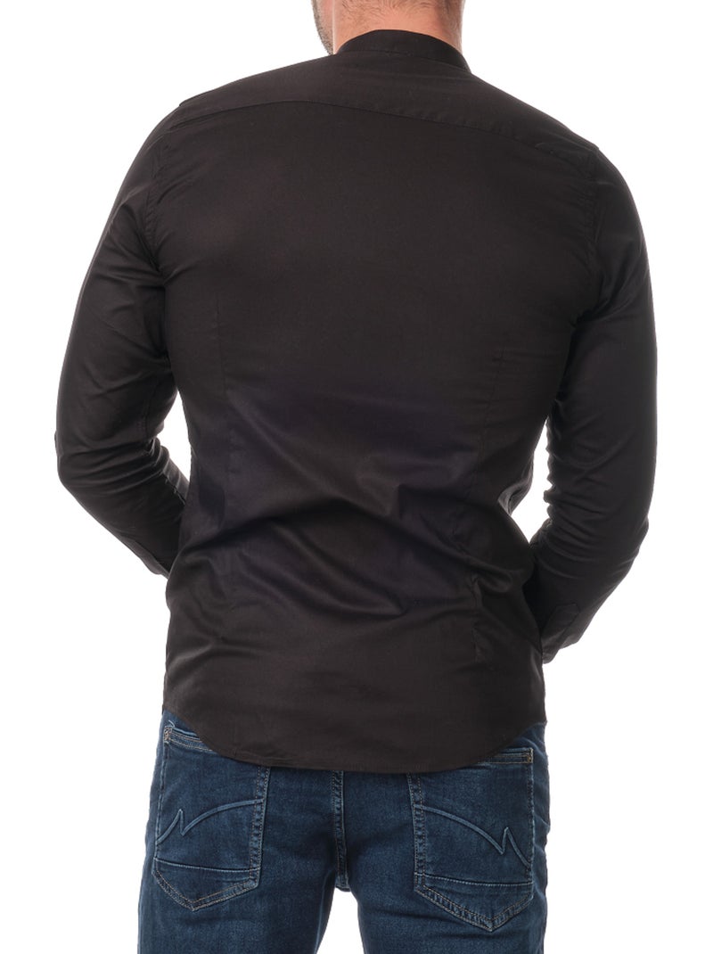 Camicia  a tinta unita con collo alla coreana Nero - Kiabi