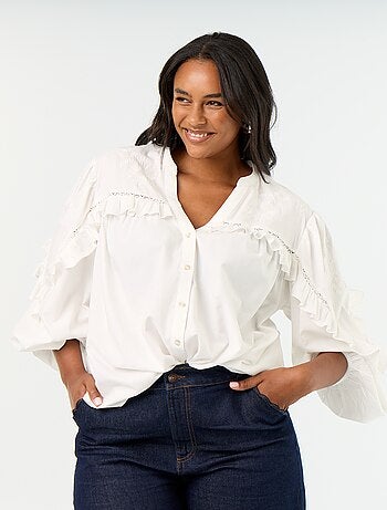 Camicia a tinta unita con volant