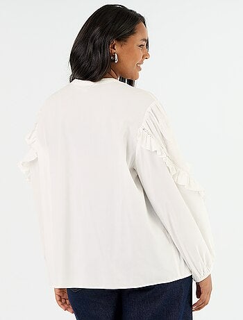 Camicia a tinta unita con volant