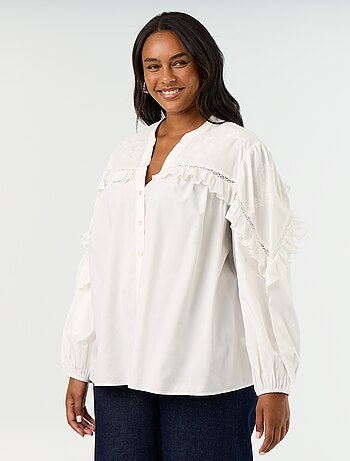 Camicia a tinta unita con volant