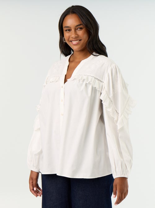 Camicia a tinta unita con volant - Kiabi
