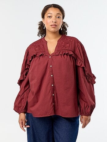 Camicia a tinta unita con volant