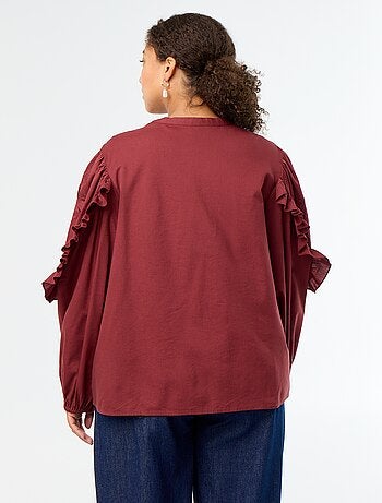 Camicia a tinta unita con volant