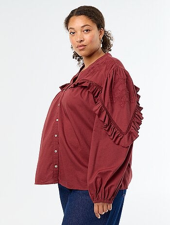 Camicia a tinta unita con volant