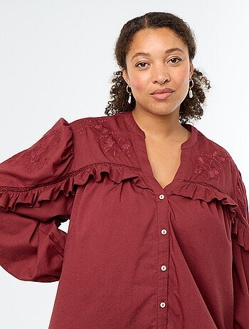 Camicia a tinta unita con volant