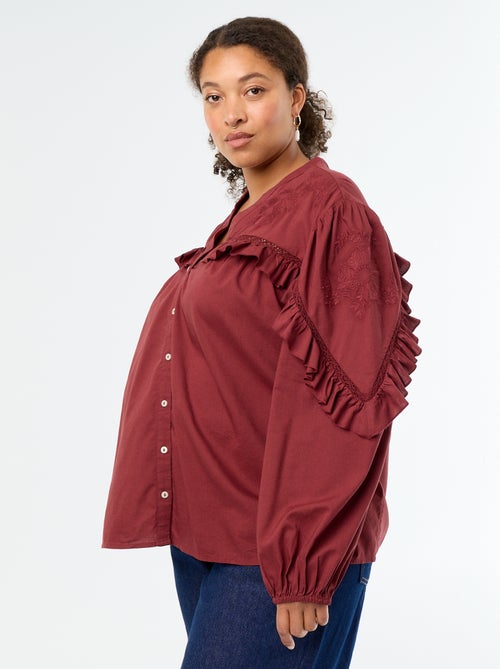 Camicia a tinta unita con volant - Kiabi