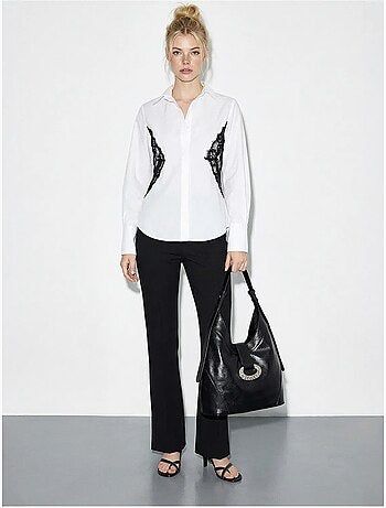 Camicia abbottonata con dettagli in pizzo lucci