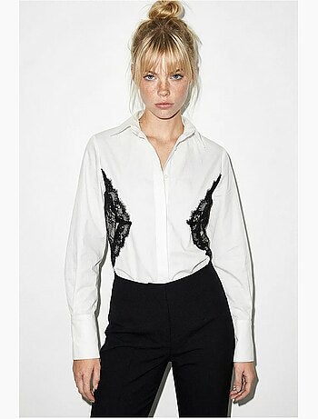 Camicia abbottonata con dettagli in pizzo lucci