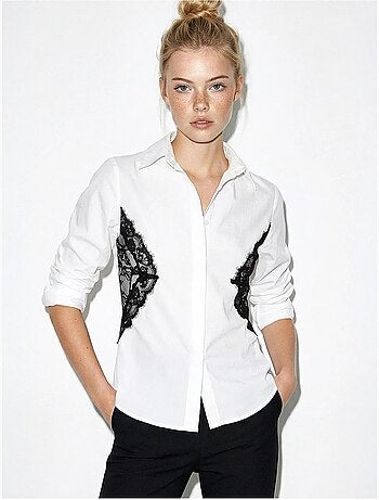 Camicia abbottonata con dettagli in pizzo lucci