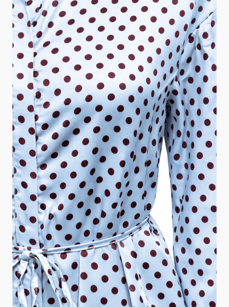 Camicia abbottonata con dettaglio a fiocco a pois mixray Blu chiaro - Kiabi