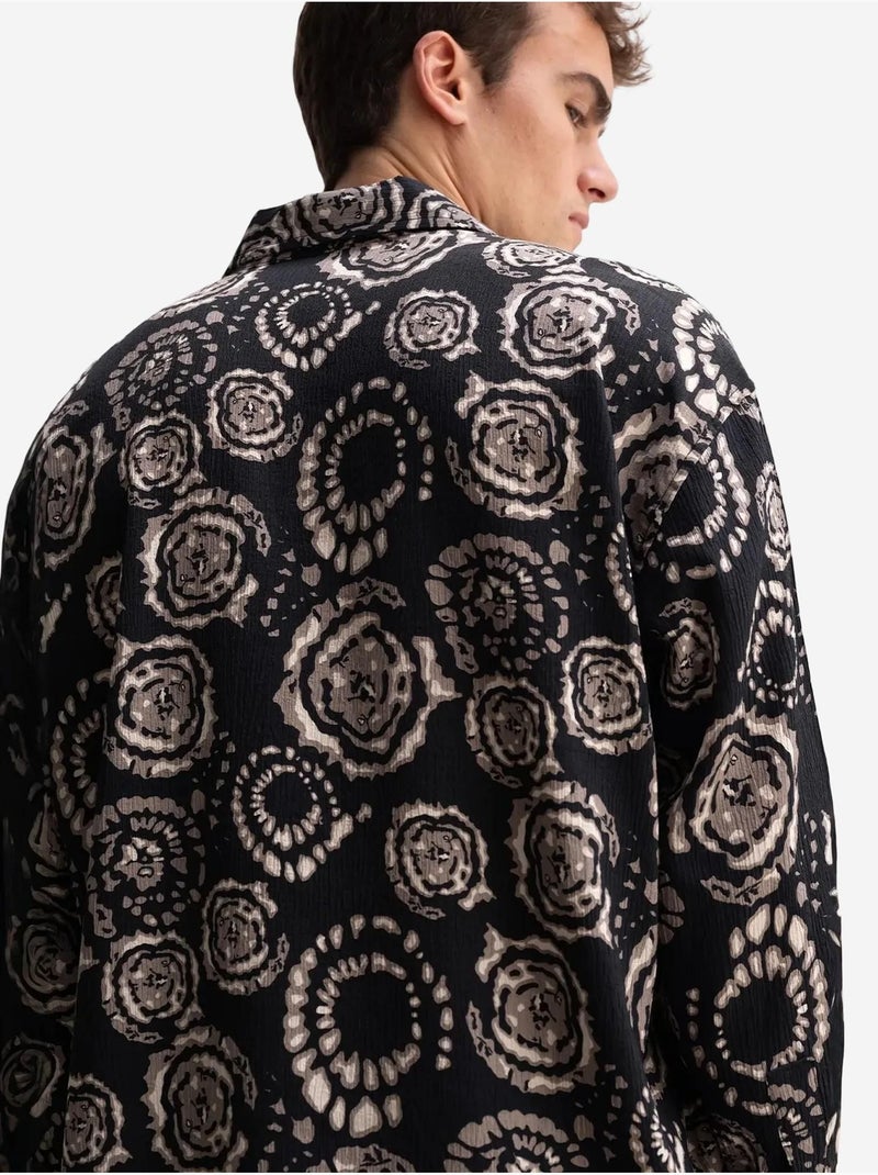 Camicia abbottonata con motivo astratto giesto Nero - Kiabi
