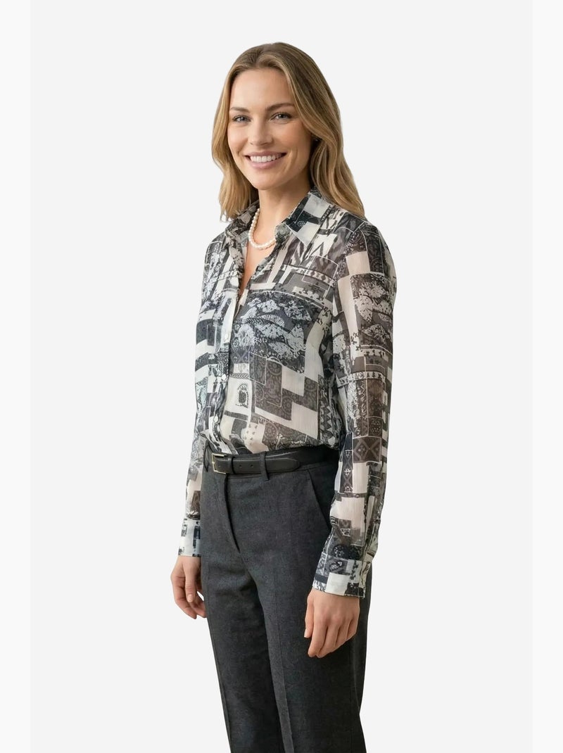 Camicia abbottonata con motivo geometrico my fashion Bianco - Kiabi