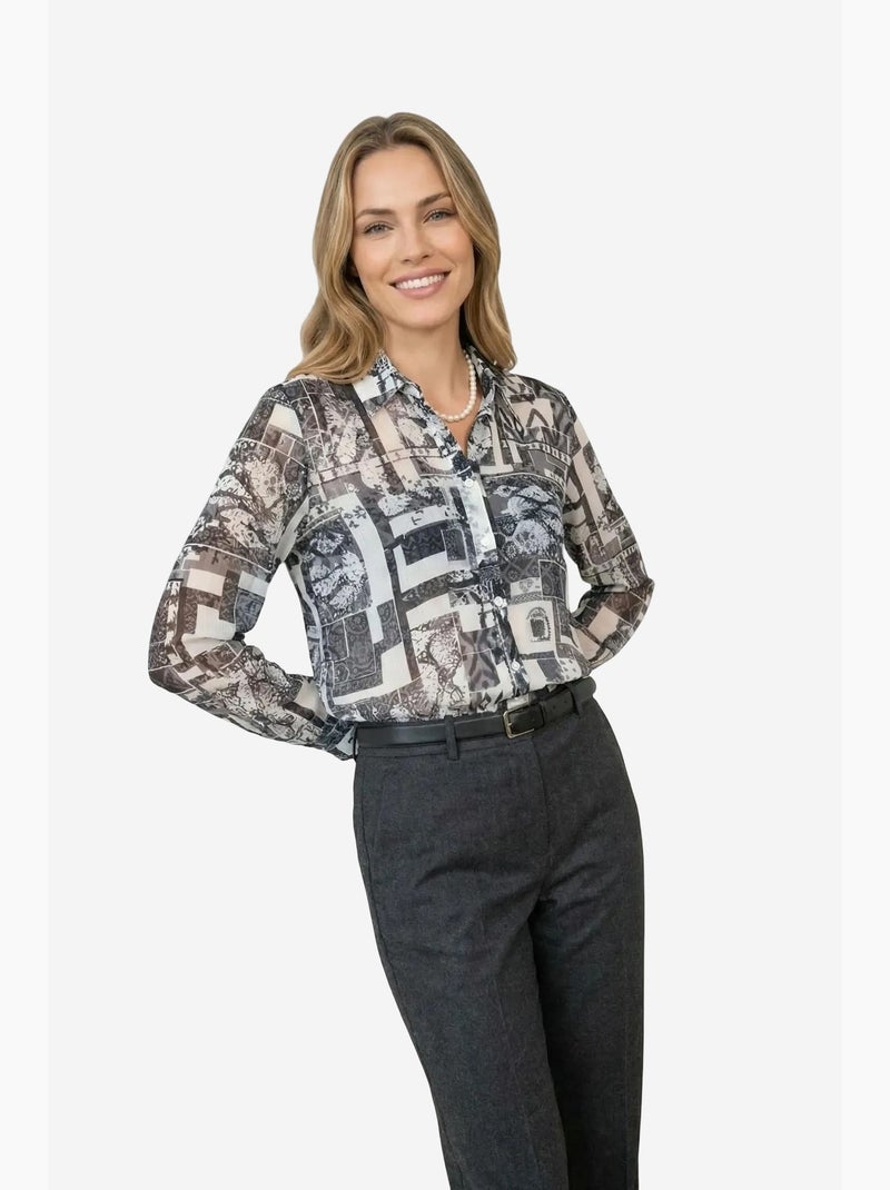 Camicia abbottonata con motivo geometrico my fashion Bianco - Kiabi