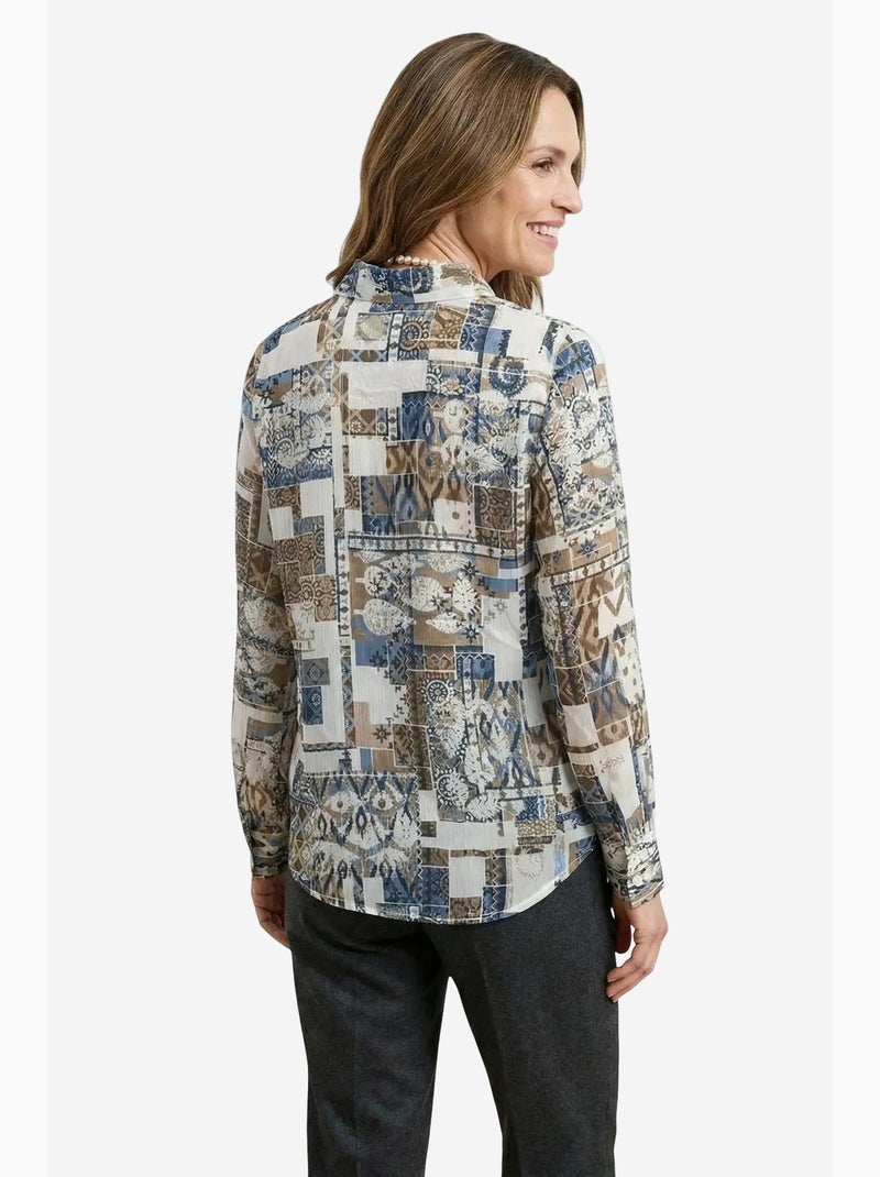 Camicia abbottonata con motivo geometrico my fashion Blu laguna - Kiabi