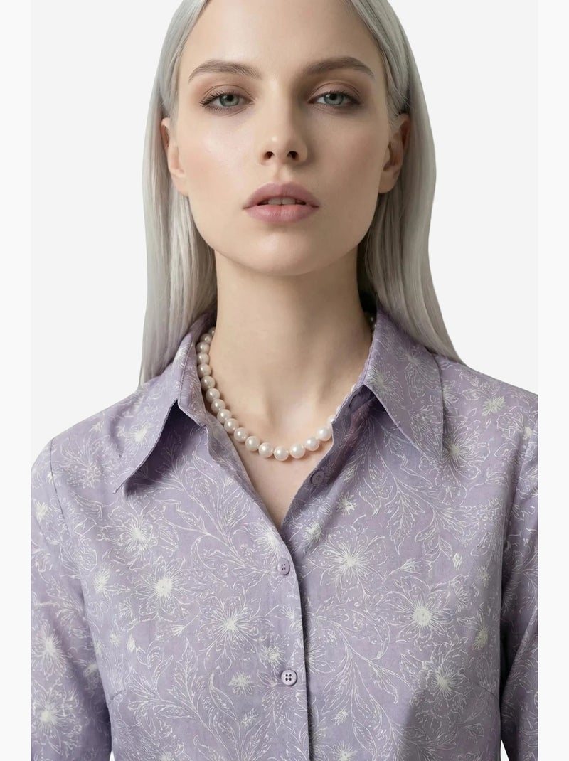 Camicia abbottonata con stampa astratta my fashion Lavanda - Kiabi