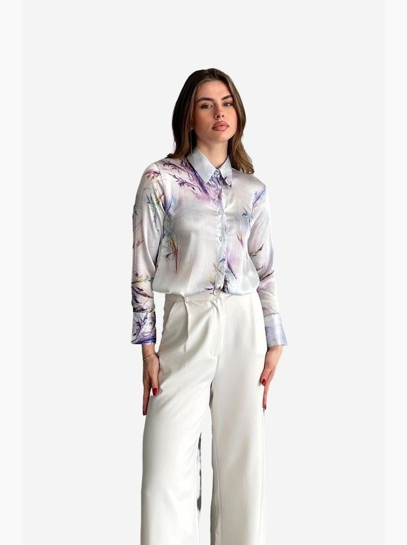 Camicia abbottonata con stampa astratta testurizzata my fashion Lavanda - Kiabi