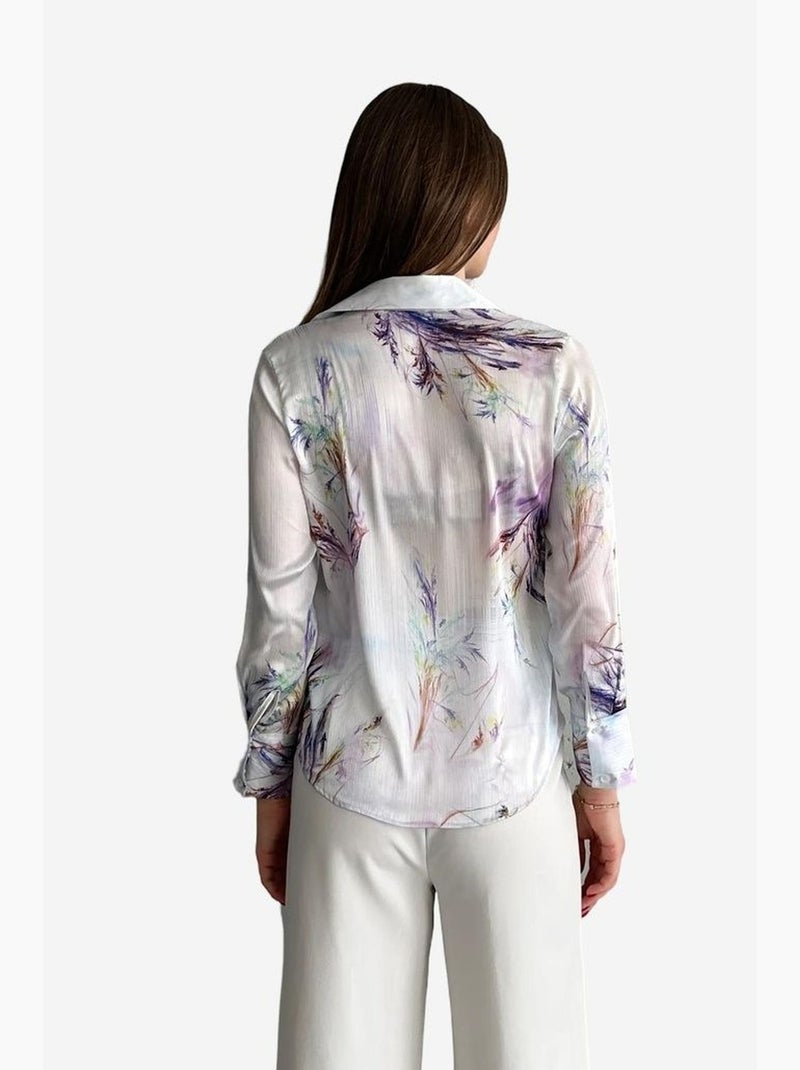 Camicia abbottonata con stampa astratta testurizzata my fashion Lavanda - Kiabi