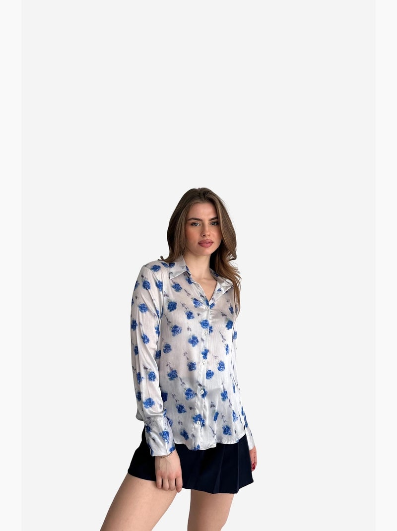 Camicia abbottonata con stampa floreale my fashion Blu zaffiro - Kiabi
