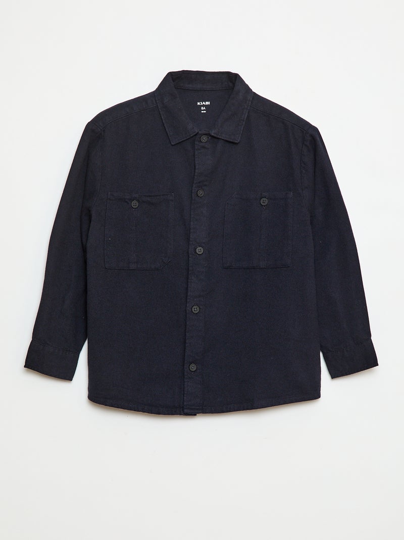 Camicia abbottonata in flanella Blu - Kiabi